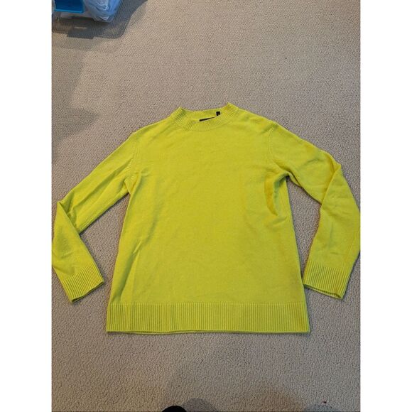 THEORY Cashmere Crewneck Sweater In Bright Lime - Picture 1 of 6